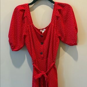 Monteau Red Dress with White Dots